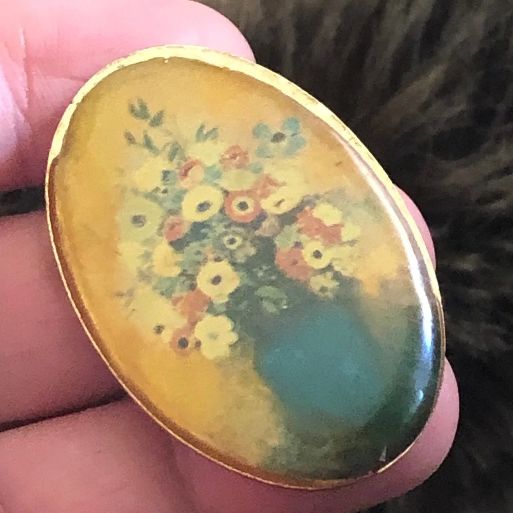Vintage DaVinci signed mid century floral brooch
